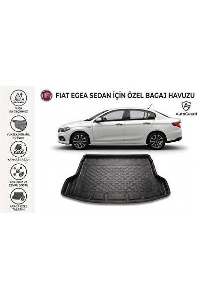 Fiat Egea Sedan 2015 ve Sonrası Uyumlu Bagaj Havuzu TPE Malzeme Kokusuz 3D Yumuşak Lazer Ölçüm Yerli Üretim Bagaj Paspası