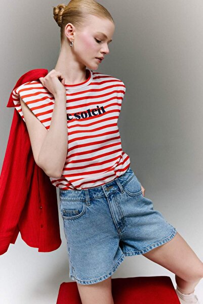 DeFacto Pantaloni scurți din denim Mom Fit cu talie înaltă H0638AX26SM