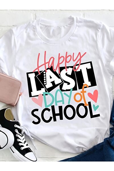 NOURAM تي شيرت كاجوال بأكمام قصيرة - طباعة جرافيك Happy LAST DAY OF، 95% قطن ...