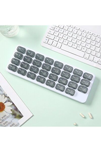 Choice 1pc grey 1 Piece Portable 31 Day Pill Organizer, Sealed Medication Con...