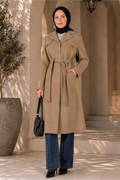 Alvina Belted Double-Breasted Collar Coat 90304