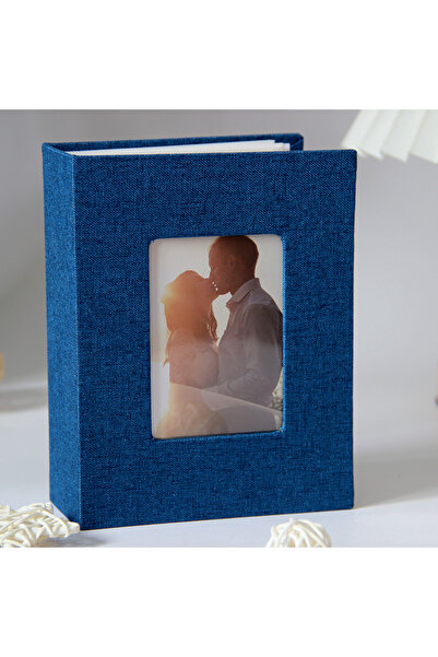 Choice1 Blue-100z 1 linen cover 6-inch photo album, 50 pages that can hold 10...