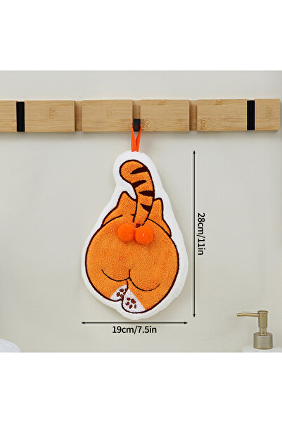choice2 Orange Cartoon Animals Hand Towel Absorbent Hand Cloth Bathroom Hangi...