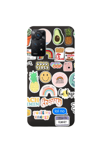 Other Xiaomi Redmi Note 11 4G Good vibes Black Colored Silicone TPU Θήκη