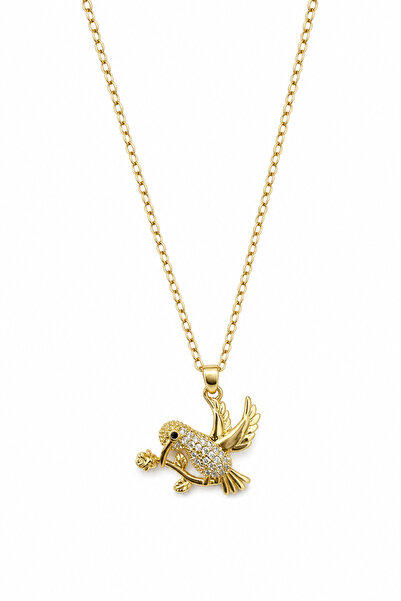 Jack Ferrero Yellow Stone Bird Figured Steel Necklace with Stylish Design for...