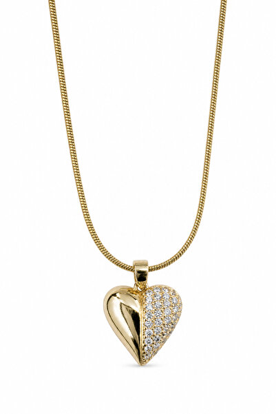 Jack Ferrero Yellow Color Heart Figured Stone and Simple Half Design Steel Ne...