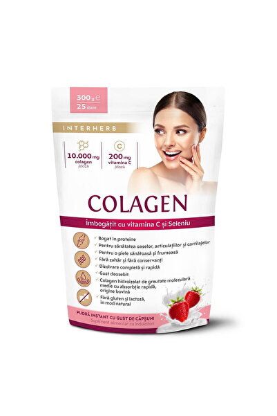 Interherb Colagen Pulbere cu Aroma de Capsuni 300g