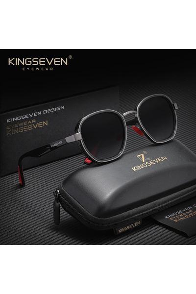Choice6 نظارات شمسية دائرية من ماركة KINGSEVEN بتدرج لوني أسود ورمادي، نظارات...