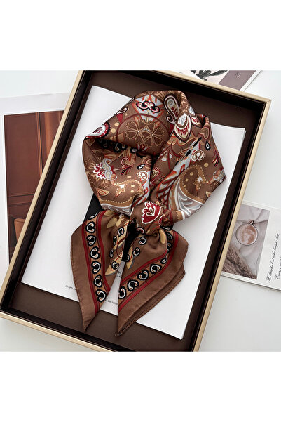 Choice وشاح ساتان مربع 70×70 سم بطباعة زهور اللوتس للربيع والصيف، منديل رقبة ...