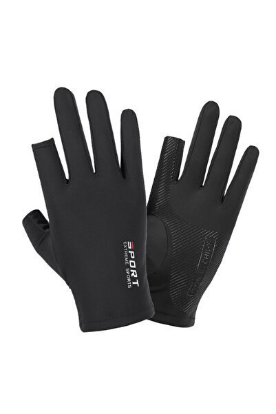 Choice1 Two Black 1 Pair Outdoor Sport Fishing Gloves Touch Screen Thin Anti ...