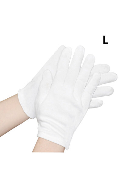 Choice 21cm 1 Pair White Cotton Full Finger Gloves Etiquette Waiter Driver Je...
