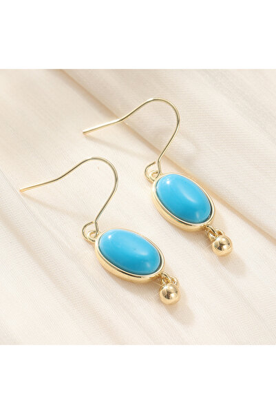 Choice A776-1 Fashion Oval Synthetic Turquoise Dangle Earrings For Women Gold...