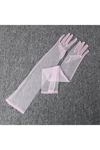 Choice8 One Size Pink Fashion Long Sheer Tulle Gloves Ultra Thin Stretchy Ful...