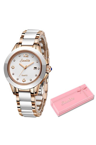 Choice LIGE gold white Fashion Women Watch Rose Gold Ladies Bracelet Watches ...