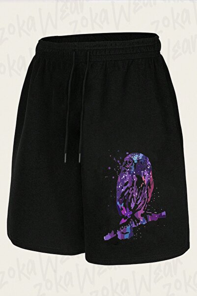 ZOKAWEAR Unisex Owl Design Printed Shorts