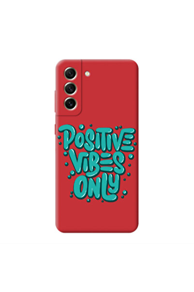 Other Samsung S21 FE Positive Vibes Only Red Colored Silicone TPU Θήκη