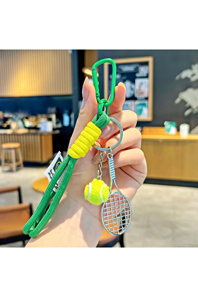 Choice1 green Creative Tennis Rackets Pendant Handwoven Keychain Cute Key Rin...
