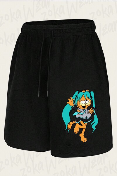 ZOKAWEAR Unisex σορτς με στάμπα Garfsune Meowku