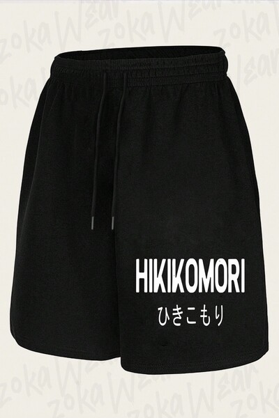 ZOKAWEAR شورت مطبوع بتصميم الكتابة اليابانية من Hikikomori Japan Otaku للجنسين
