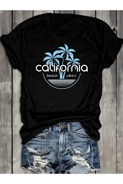 1001 Line Women'S California Vibes Los Angeles Graphic T-Shirt 180gsm Heavywe...