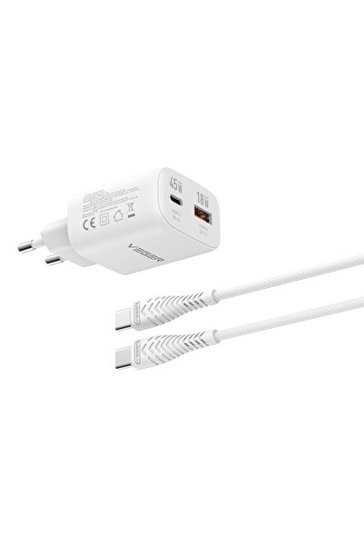 Veger TR101 45W GaN Φορτιστής Ταχείας Φόρτισης Διπλής Θύρας με Καλώδιο Type-C...