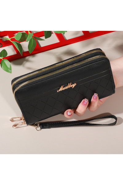 Choice5 black Zip Around Long Wallet, Women's Fashion Letter Detail Wristlet,...