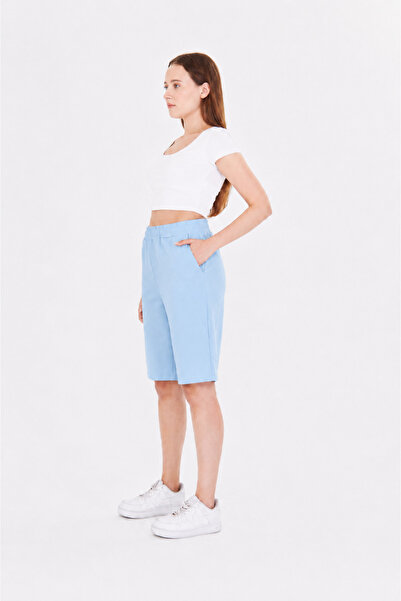 TRENDHİLL Women's Cotton Capri Baby Blue-7003
