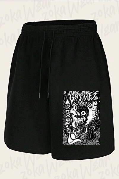 ZOKAWEAR Unisex Grimes Visions obrnuti okultni dizajn šortsa sa printom