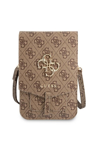 Guess Portofel universal pentru telefon 4G cu logo mare, Maro