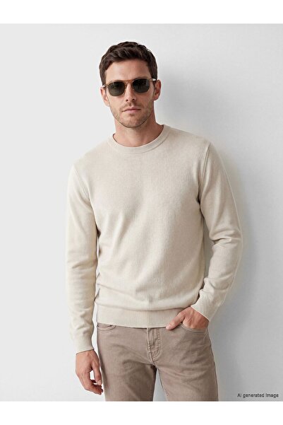 LC Waikiki Lcwaikiki Classic Beige Crew Neck Men's Knitwear Sweater