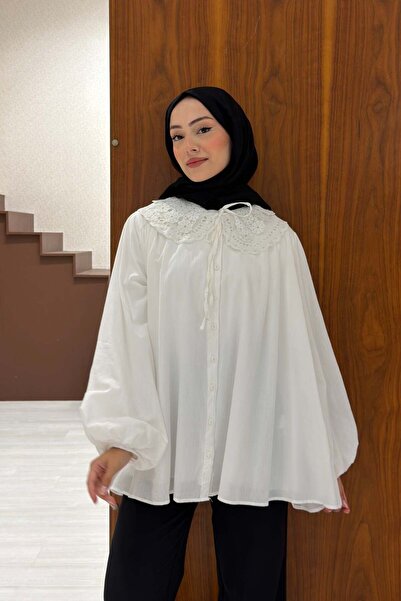 Faya Boutique Beyaz Bellis Yakalı Tunik
