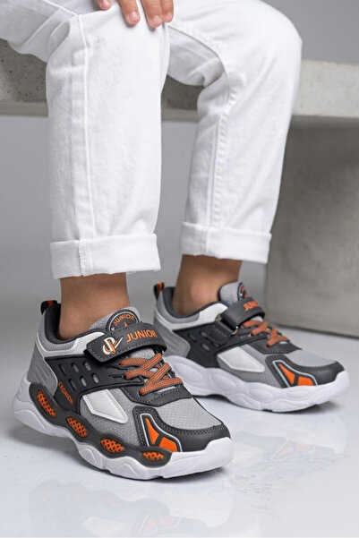 TOFİSA Women's Gray Velcro Boys' Sports Shoes - 28588-Gri