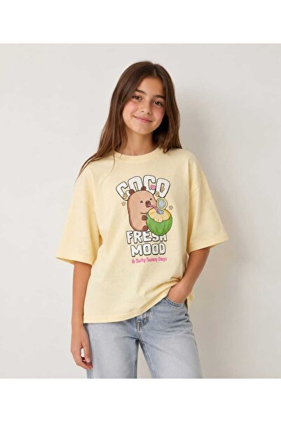 kidsense Girl's Capybara Coco Fresh Back Printed Cotton T-Shirt