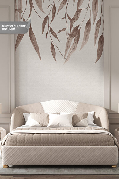dreamwall Sarkıt Sepya Okaliptüs Keten Doku Desenli Tek Parça Tekstil Duvar K...