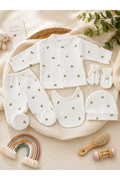 UmBaby Newborn 5-Piece Hospital Discharge Set, 100% Cotton Ribbed Boxed Gift ...