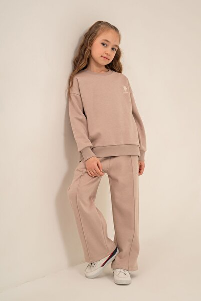 U.S. Polo Assn. Girl's Printed Yellow Long Sleeve Tracksuit Set Us2707-C-V3