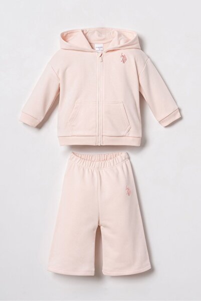 U.S. Polo Assn. Embroidered Baby Girl Pink Long Sleeve Pajama Set Usb3246-C-V3
