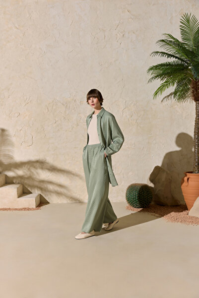 Aker Mildew Green Jacquard Trouser Skirt