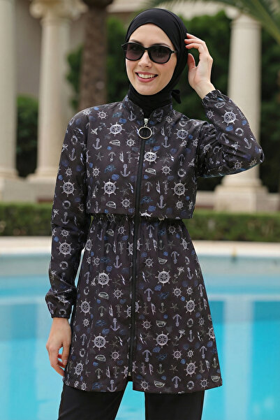 armonika 3-Piece Set: Halter Neck, Front Zipper, Cape, Elastic Waist Burkini,...