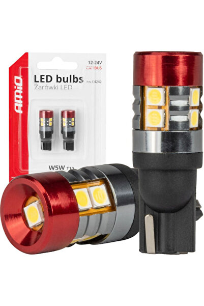 AMIO Λάμπες Αυτοκινήτου T10 / W5W Canbus LED 5500K Ψυχρό Λευκό 12-24V 2 τεμάχια
