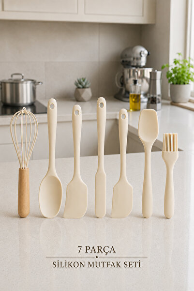 iselahome Arel Silikon Mutfak Seti 6 Parça Isıya Dayanıklı Spatula Kaşık Fırç...