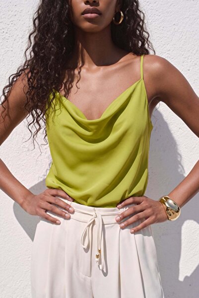 Sateen Bluza sa halter izrezom - uljano zelena