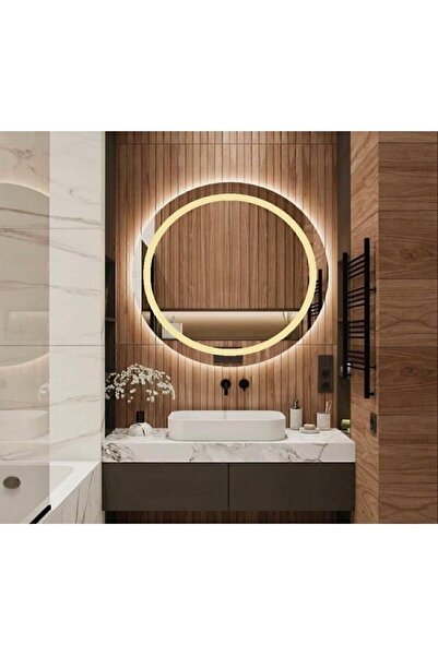 Rose Tasarım 60 Çap Led'li Kumlamali Lavabo & Banyo Aynasi