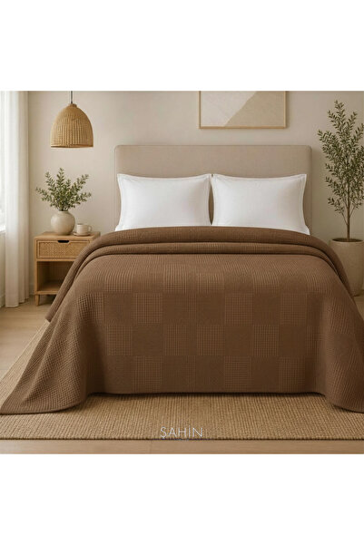 Şahinhome 100% Cotton Brown Double Waffle Pike 200 X 235 cm
