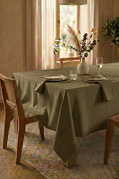 Dokuar Linen Textured Modern Solid Color Polyester Seamless Tablecloth