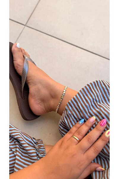 Cadera Jewelry Liora Gold Silver Square Bead Detailed Anklet