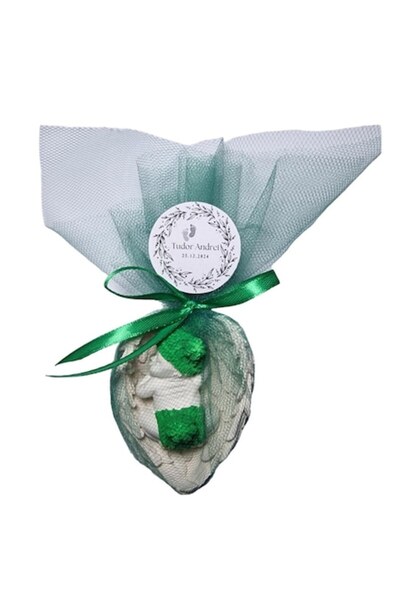 OEM Suvenir de botez bebeluș pe aripi, 8 cm, verde deschis, din ipsos