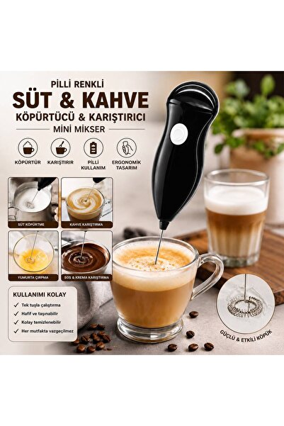 BuradaBuldun Pilli Süt ve Kahve Köpürtücü Mini Mikser - Yumurta Çırpıcı Sos v...