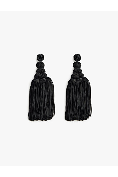 Koton Bead Detailed Dangle Large Size Braided Earrings