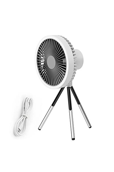 Choice WHITE Portable LED Light Tripod Stand Desktop Fan Camping Fan USB Rech...